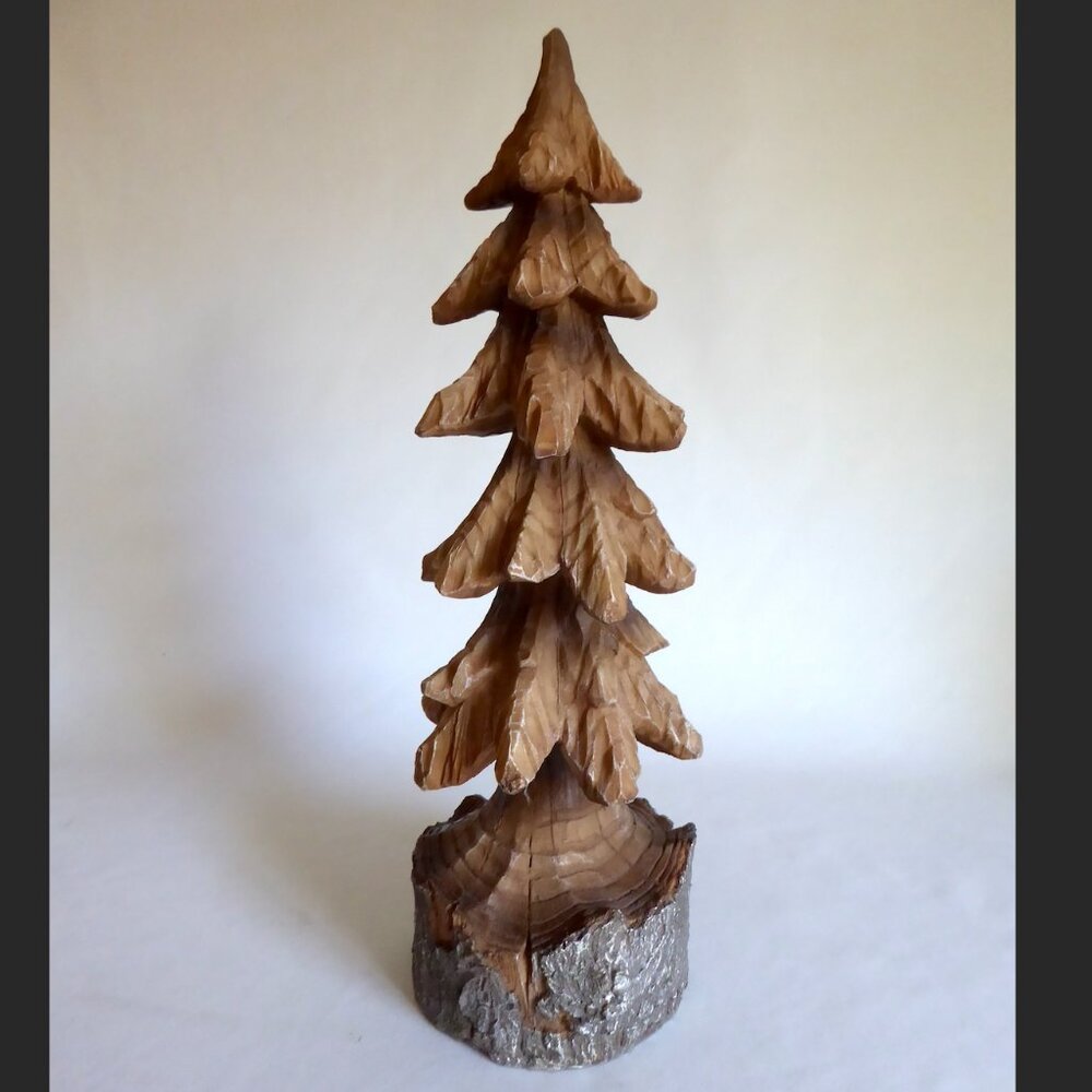 NEW 18” RESIN RUSTIC REALISTIC FAUX CARVED WOOD LOG TREE SCULPTURE CABIN DECOR